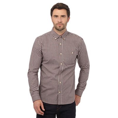 Hammond & Co. by Patrick Grant Big and tall dark red gingham checked print regular fit shirt